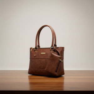 Premium Vegan Leather Handbag | colour-Brown