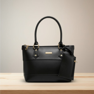 Premium Vegan Leather Handbag | colour-Black