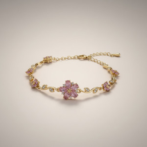 Elegant Pink Cherry Blossom Bracelet