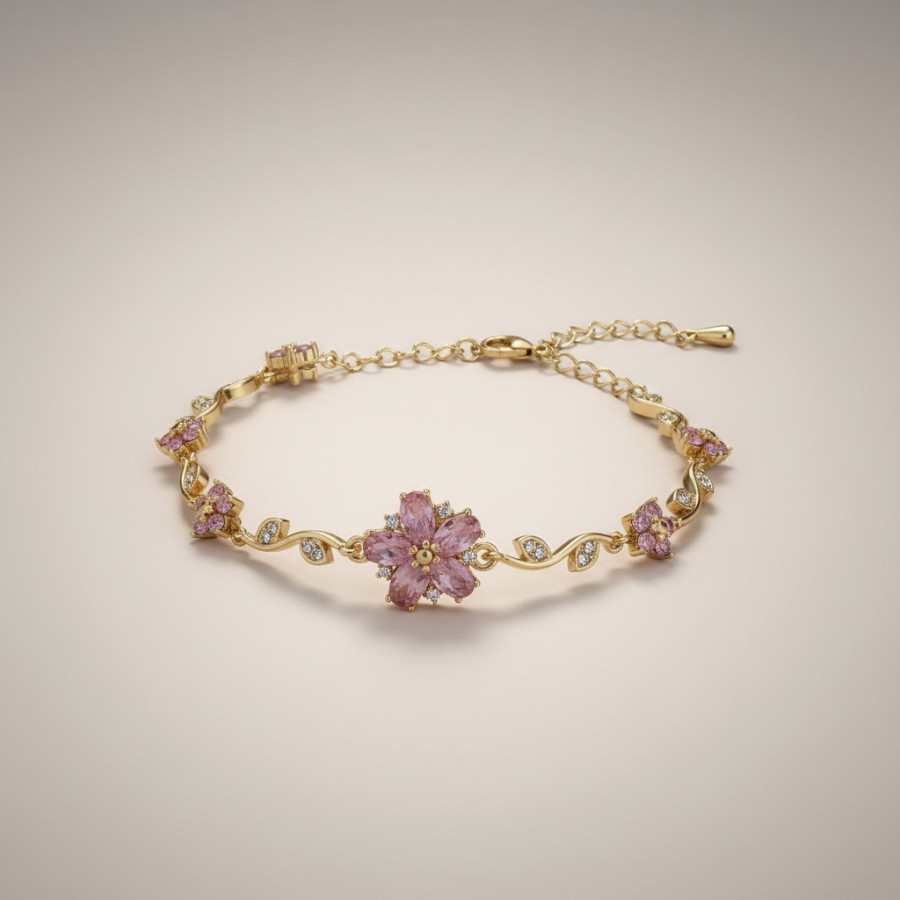 Elegant Pink Cherry Blossom Bracelet
