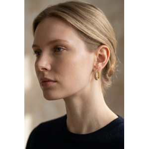 Exquisite lattice Diamond hoop earrings