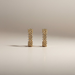 Exquisite lattice Diamond hoop earrings