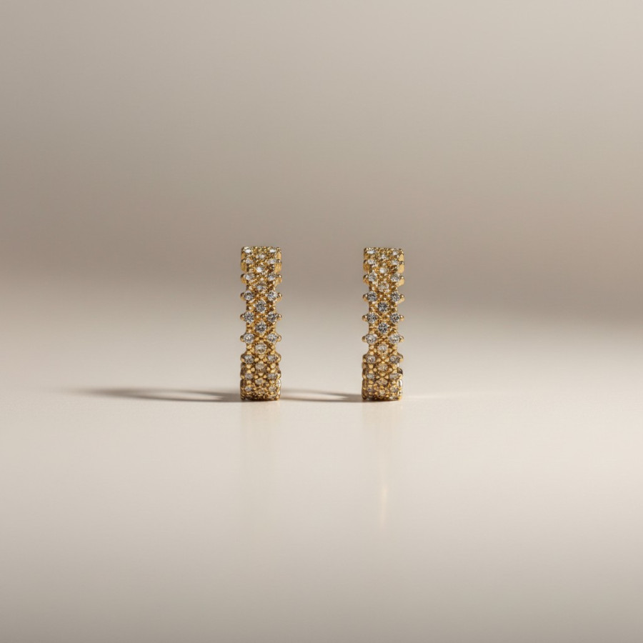 Exquisite lattice Diamond hoop earrings