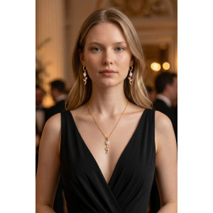 Elegant tulip-inspired Earring and Necklace Jewelry Set